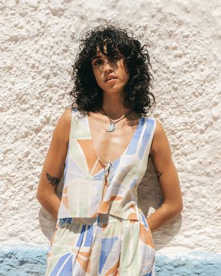 Mystic Tides Tie - Cropped Open Front Top for Women