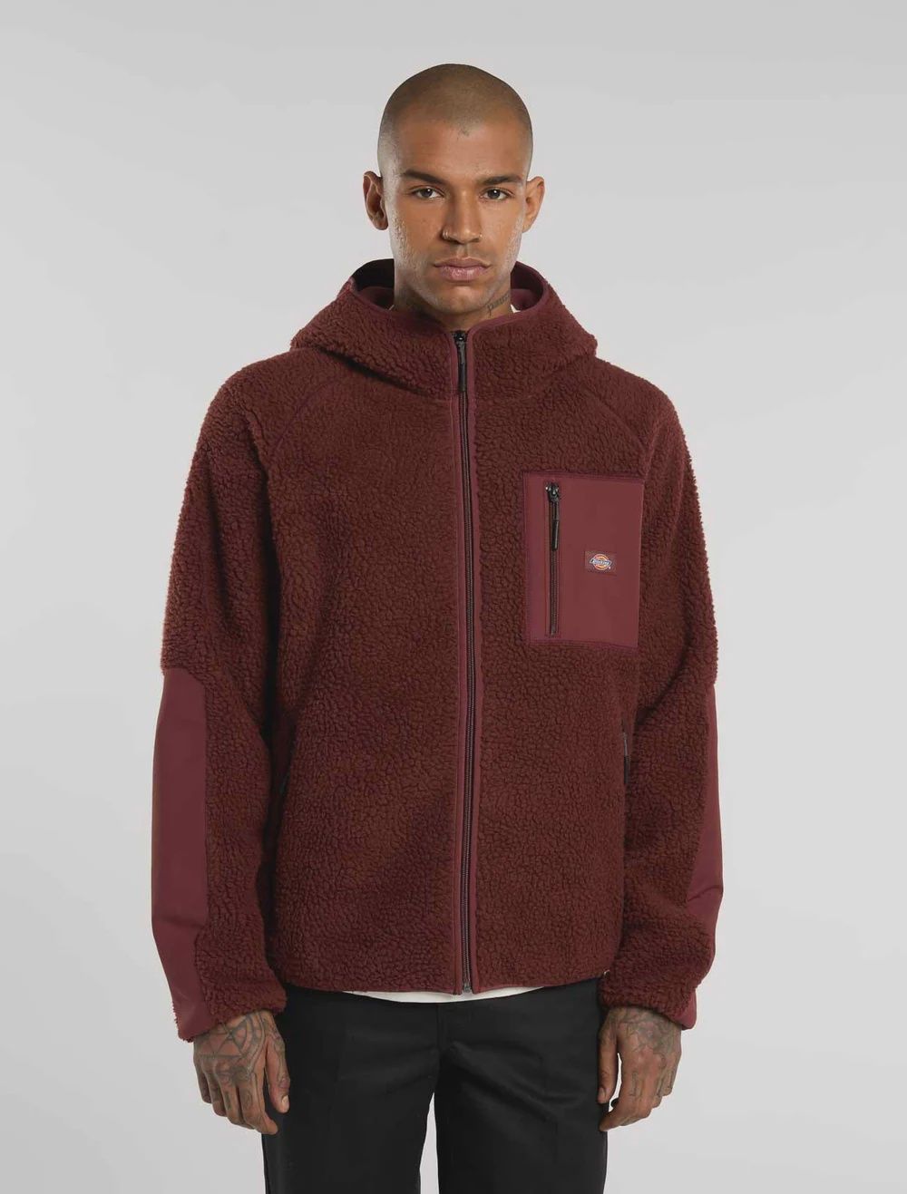 Central high pile hooded fleece
