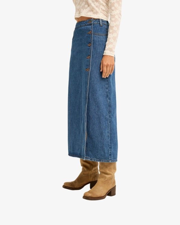 Day Off Women Blue Denim Skirt
