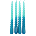 Dip dye spiral candles (set of 4) - Blue