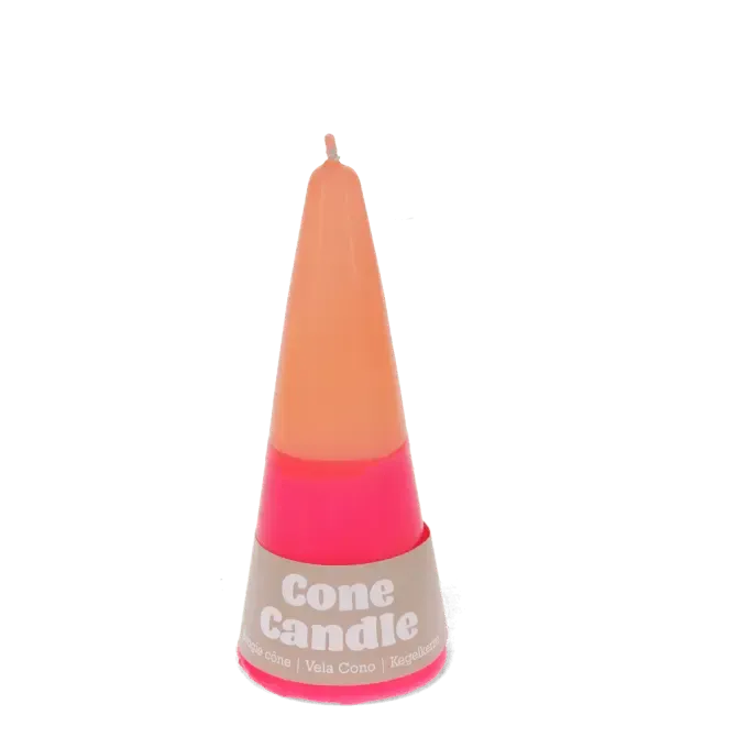 Two-colour cone candle (15cm) - Pink-orange