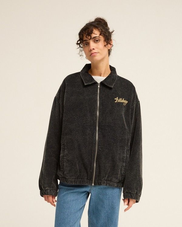 Chill Women Black Oversized Zip-Up Jacket