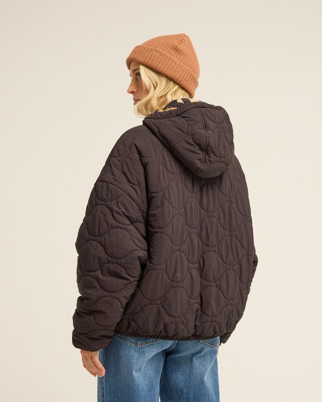 Fall Camper Women Black Puffer Jacket With Hood