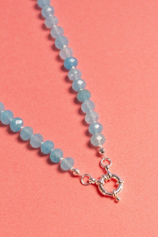 Silk Knotted Faceted Blueberry Quartz Necklace