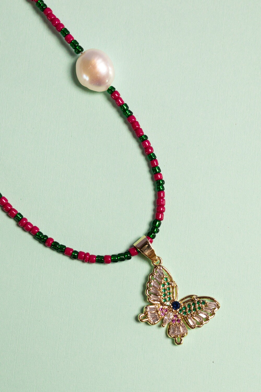 Pink Butterfly Necklace