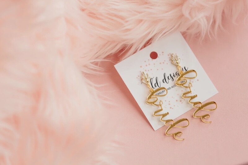 *Bridal Collection* Gold Bling Bride Earrings