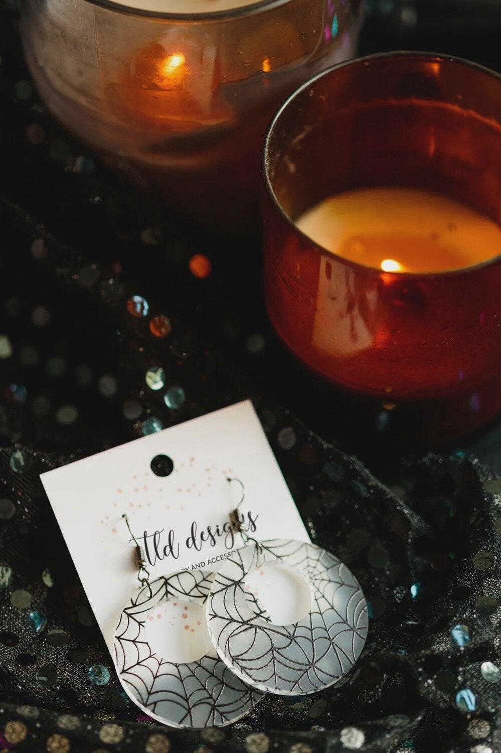 *Halloween Collection* Frosted Spiderweb Earrings