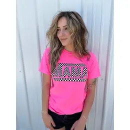 Checkered Mama Tee