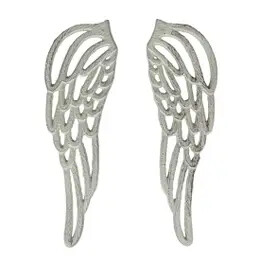 Antique White Cast Iron Set of Angel Wings Wall Sculpture
