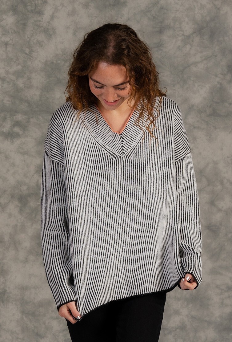 2-Tone Charcoal V-Neck Sweatshirt