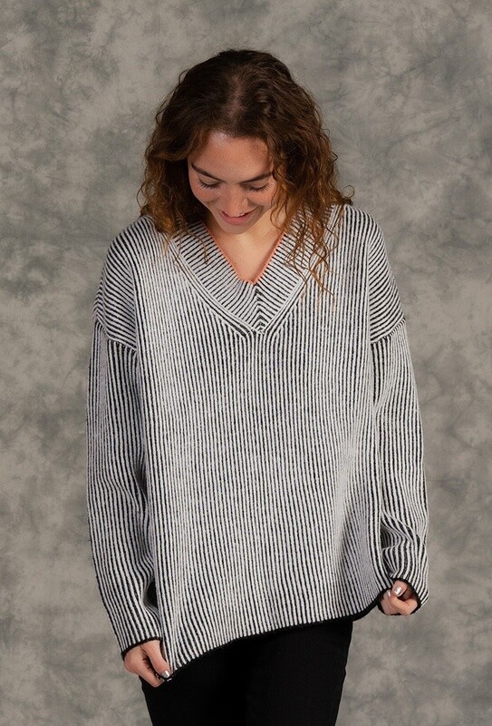 2-Tone Charcoal V-Neck Sweatshirt