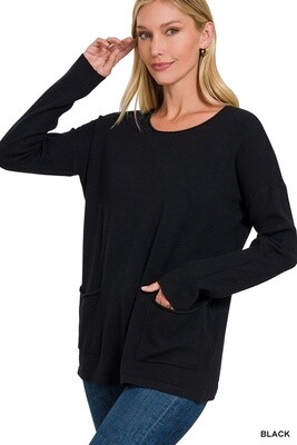 VISCOSE FRONT POCKETS SWEATER
