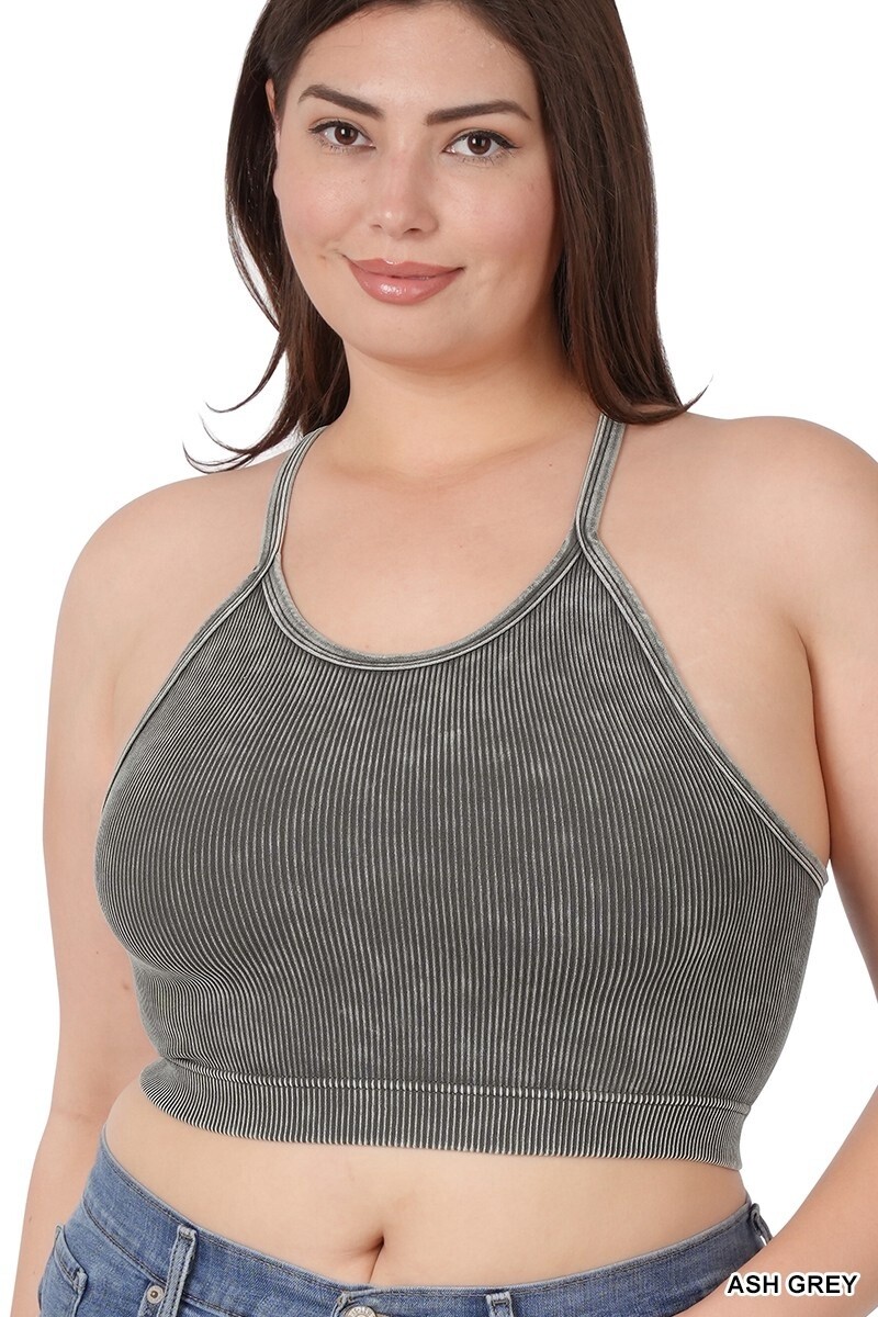 RIBBED SEAMLESS CROPPED CAMI TOP