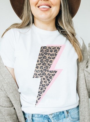 Leopard Print Lightning Bolt Graphic Tee