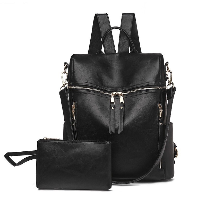 Liza Vegan Leather Backpack Bag 2pc Set