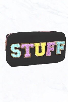 STUFF Colored Letter Cosmetic Large Nylon Bag
