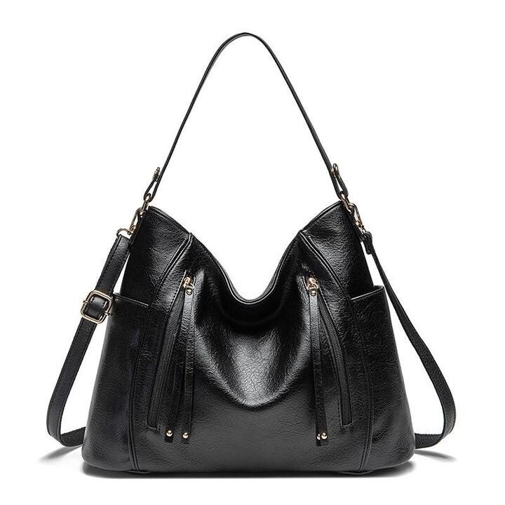 Tatum Handbag Purse Shoulder Vegan Tote, Colour: Black