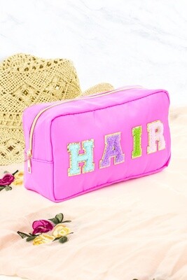 HAIR Colored Letter Cosmetic Large Nylon Bag