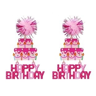 Happy Birthday Cake Acrylic Earrings