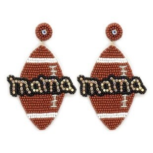 Football &amp; MAMA Seed Beads Earrings