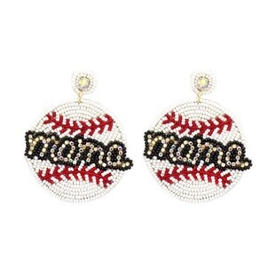 Baseball MAMA Seed Beads Earring
