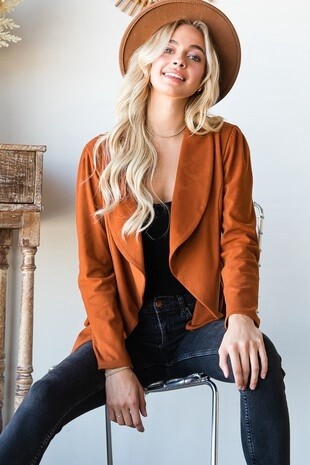 SOLID OPEN BLAZERS, Size: Small, Colour: Rust