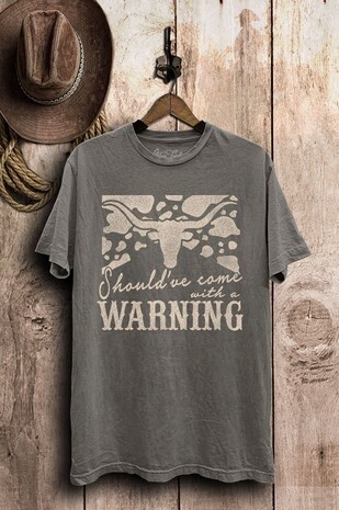 Should&#39;ve Come With A Warning Graphic Top, Colour: Vintage Black, Size: Small