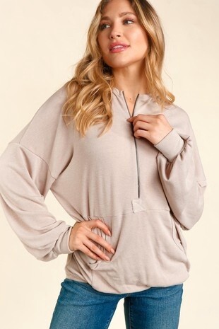 HALF ZIP HOODIE PULLOVER WITH KANGAROO POCKET