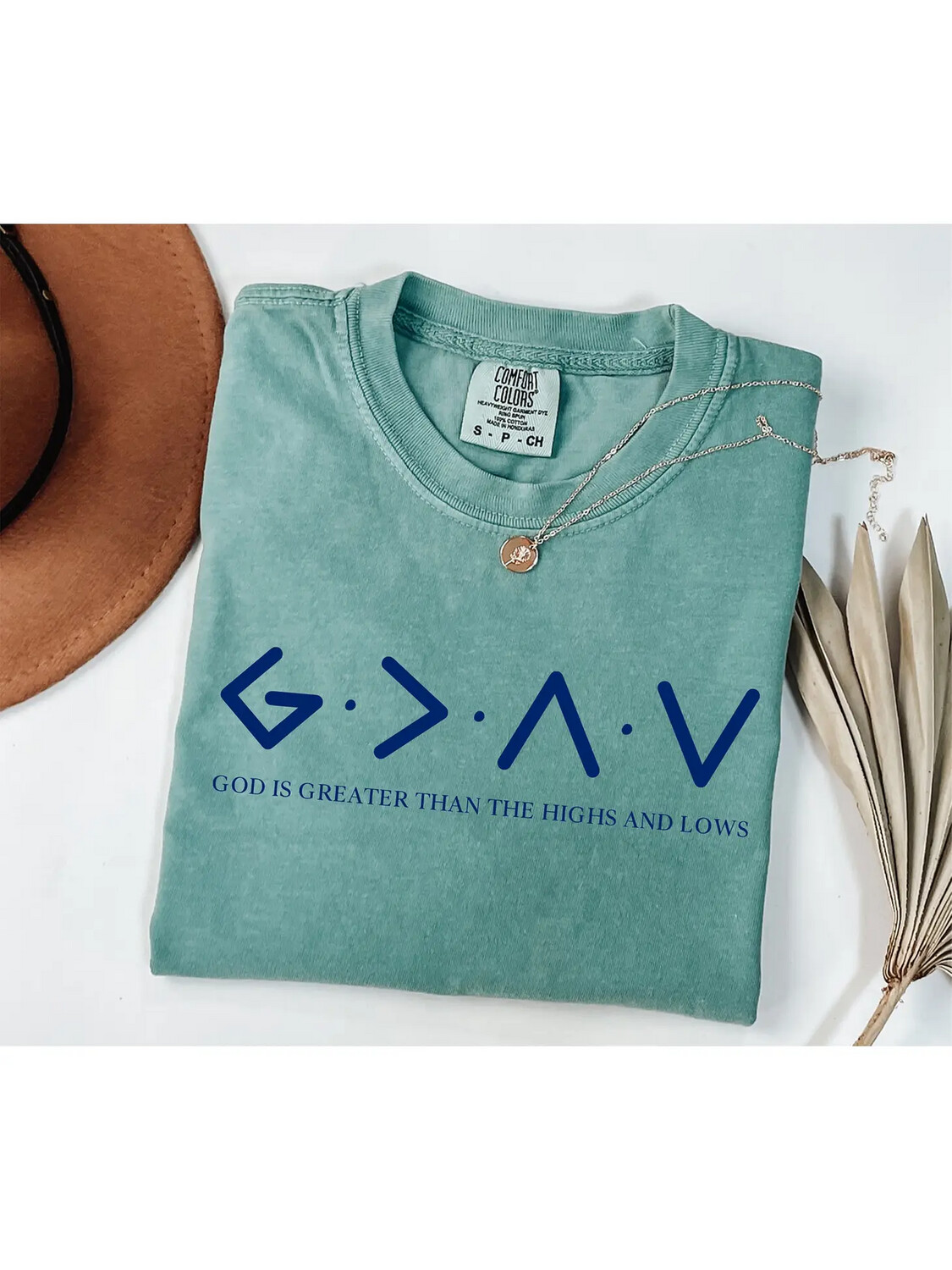 God Is Greater Garment-Dyed Faith Graphic Tee