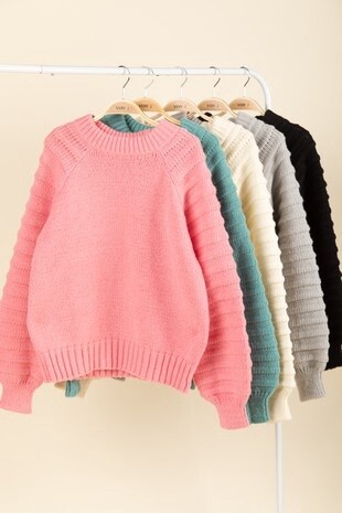 Textured Sleeve Detail Cozy Sweater Top