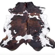 Dark tricolor  cowhide rug Large