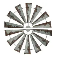 48 Inch Galvanized Metal Half-Windmill Wall Sculptures