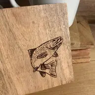 Rustic Wood Coasters Laser Engraved Trout