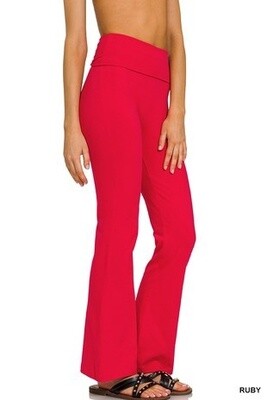 PREMIUM COTTON FOLD OVER YOGA FLARE PANTS
