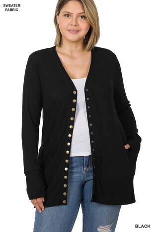 PLUS SNAP BUTTON SWEATER CARDIGAN