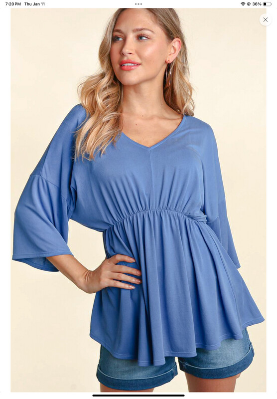 V NECK DOLMAN THREE QUARTER SLEEVE KNIT TOP