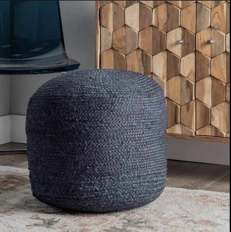 Bristol Braided Solid Jute Filled Ottoman Puff