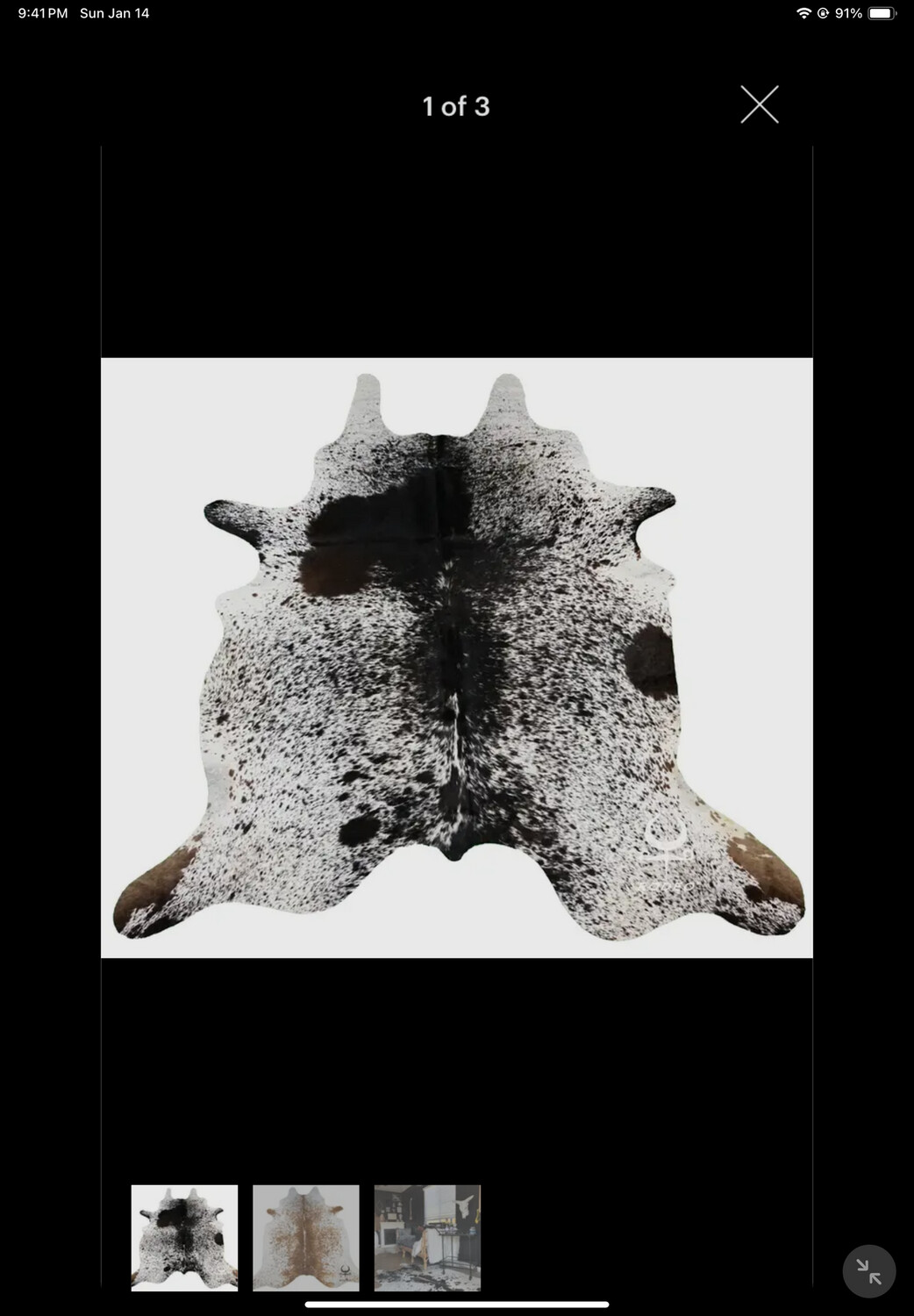 Brazilian Salt and Pepper Cowhide Rug Large