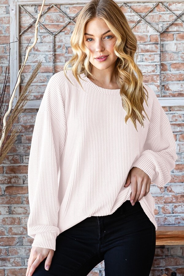 SOLID URBAN RIBBED TOP, Size: Small, Colour: Oat New