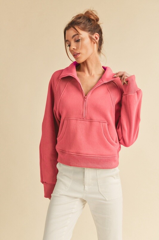 Lulu Dupe Dove Funnel Neck Half Zip
