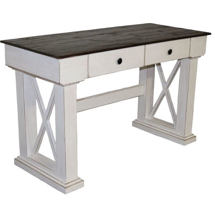 Weathered White 15W X Brace Writing Desk