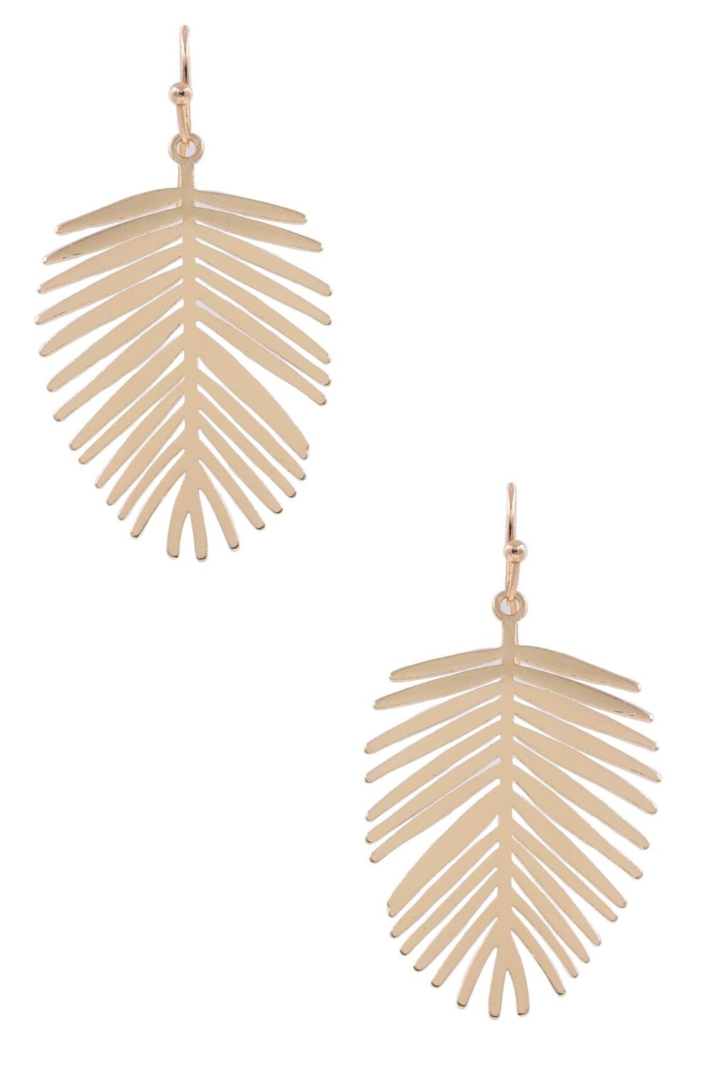 Brass Philodendron Leaf Earrings, Colour: Gold