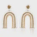 Beaded Rainbow with Flower Post Earrings
