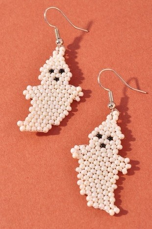 Beaded Ghost Drop Earrings