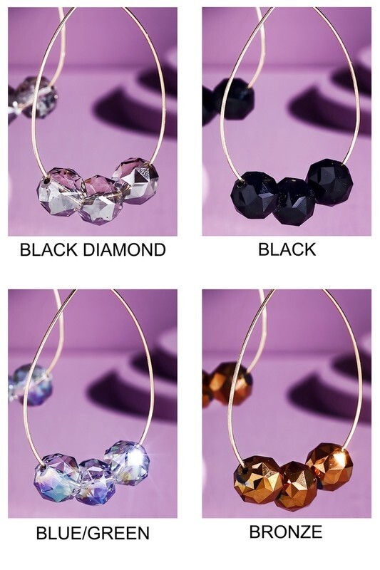 Teardrop Dangle Earrings With Crystal Ball Charms