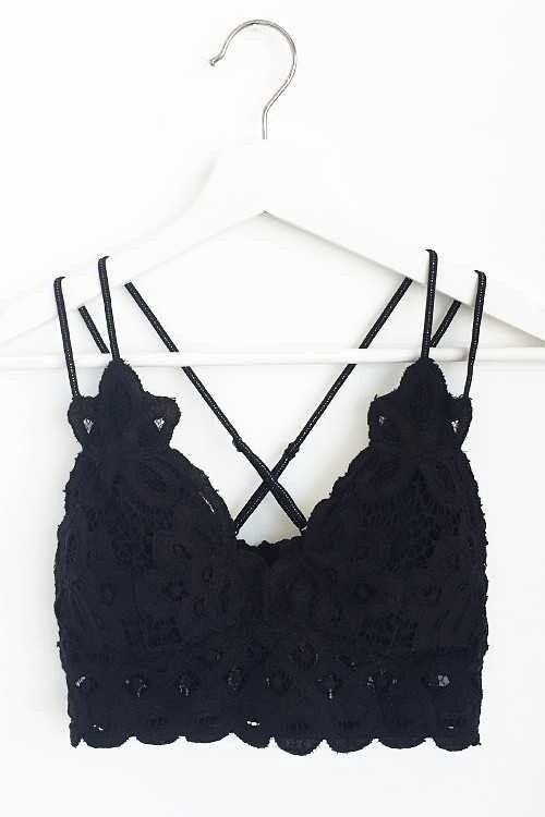 Plus Lace Bralette, Colour: Black, Size: XL