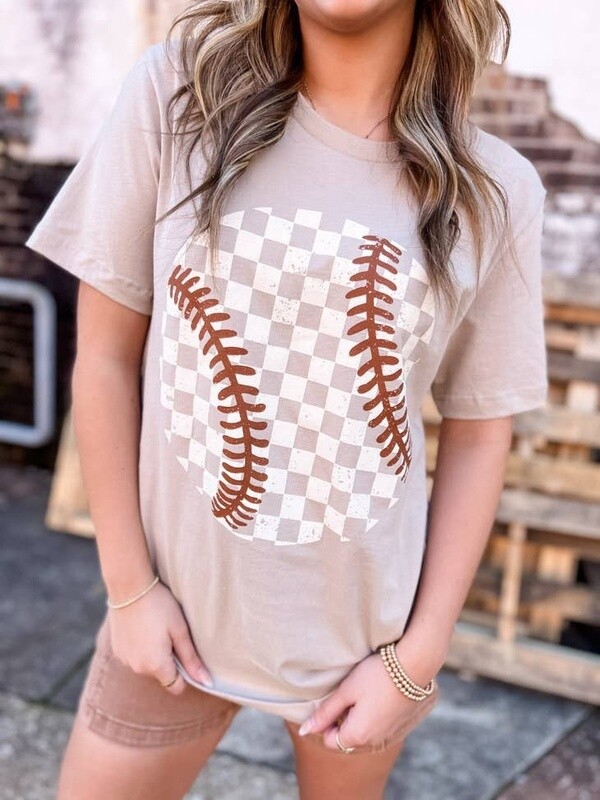 Checkered Baseball Graphic Tee