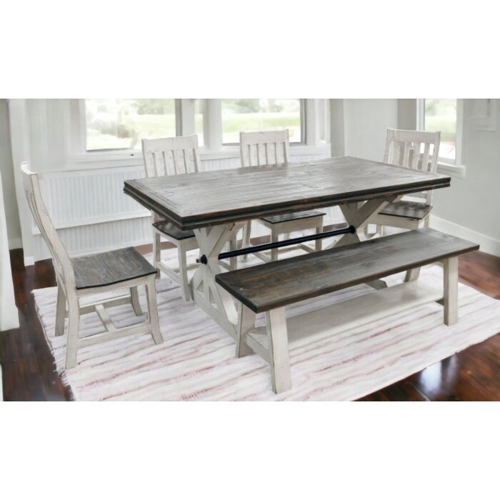 6&#39; Weathered White Springs Table Set