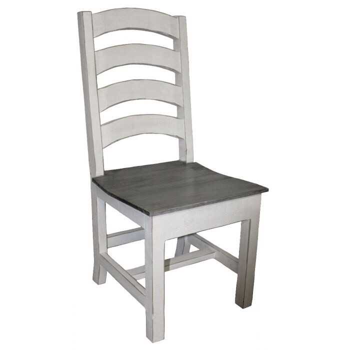 WOOD LADDER CHAIR GREY SEAT