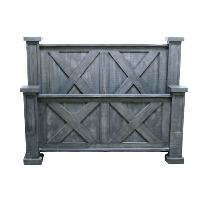 GRAY HIGH COTTON Double X Bed Frame